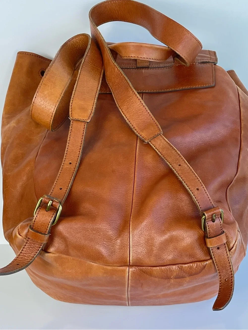Madewell “ The Transport Rucksack”Cognac Leather Backpack with Front Pocket